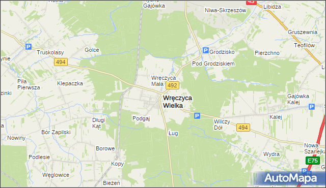 mapa Wręczyca Wielka, Wręczyca Wielka na mapie Targeo