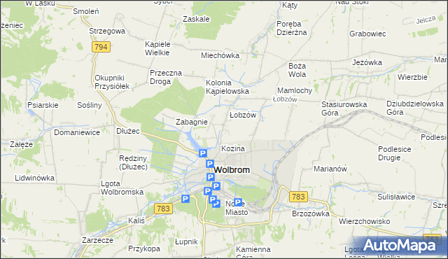 mapa Wymysłów gmina Wolbrom, Wymysłów gmina Wolbrom na mapie Targeo