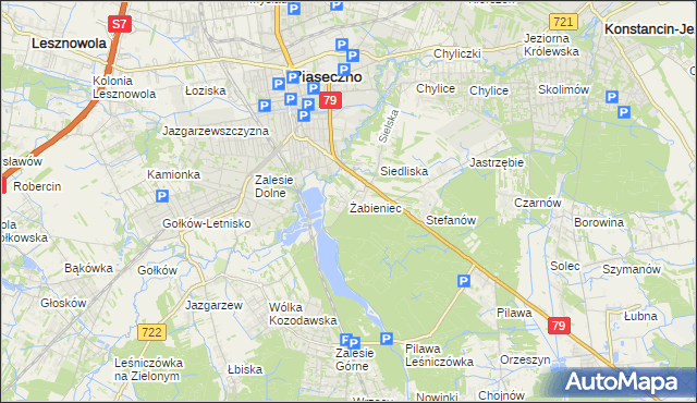 mapa Żabieniec gmina Piaseczno, Żabieniec gmina Piaseczno na mapie Targeo