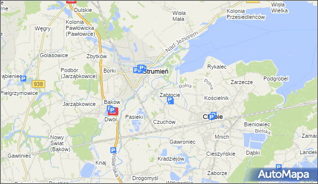 mapa Zabłocie gmina Strumień, Zabłocie gmina Strumień na mapie Targeo