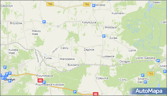 mapa Zagórze gmina Janów, Zagórze gmina Janów na mapie Targeo