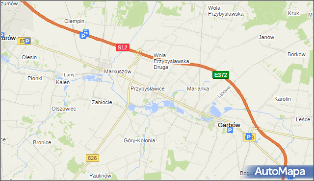 mapa Zagrody gmina Garbów, Zagrody gmina Garbów na mapie Targeo