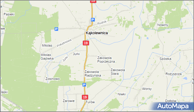 mapa Żakowola Poprzeczna, Żakowola Poprzeczna na mapie Targeo