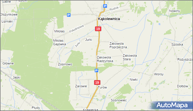 mapa Żakowola Radzyńska, Żakowola Radzyńska na mapie Targeo