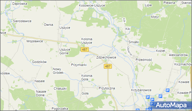 mapa Zdziechowice gmina Gorzów Śląski, Zdziechowice gmina Gorzów Śląski na mapie Targeo