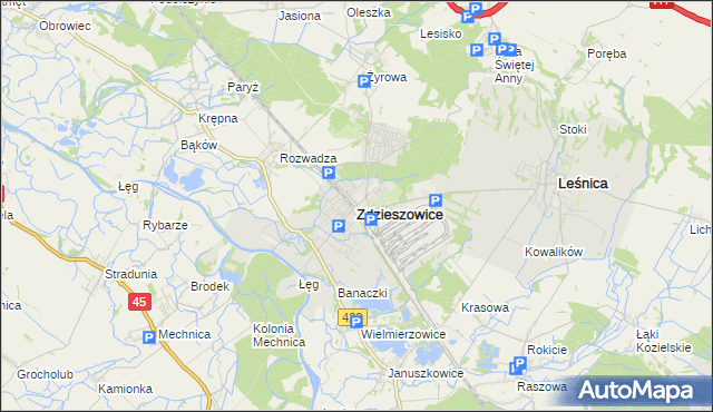 mapa Zdzieszowice, Zdzieszowice na mapie Targeo