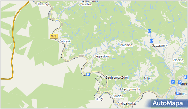 mapa Żegiestów, Żegiestów na mapie Targeo