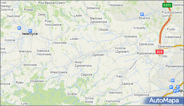 mapa Zgłobień, Zgłobień na mapie Targeo