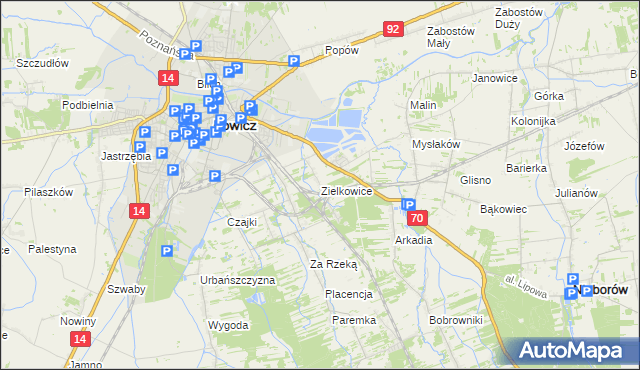 mapa Zielkowice, Zielkowice na mapie Targeo