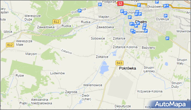 mapa Żółtańce, Żółtańce na mapie Targeo