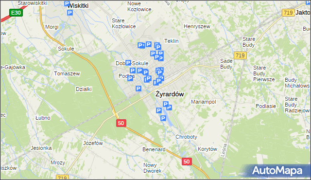mapa Żyrardów, Żyrardów na mapie Targeo