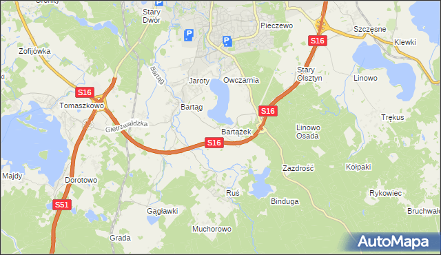 mapa Bartążek, Bartążek na mapie Targeo