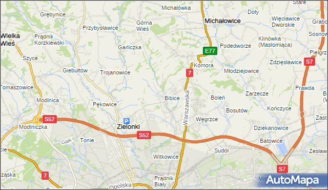 mapa Bibice, Bibice na mapie Targeo