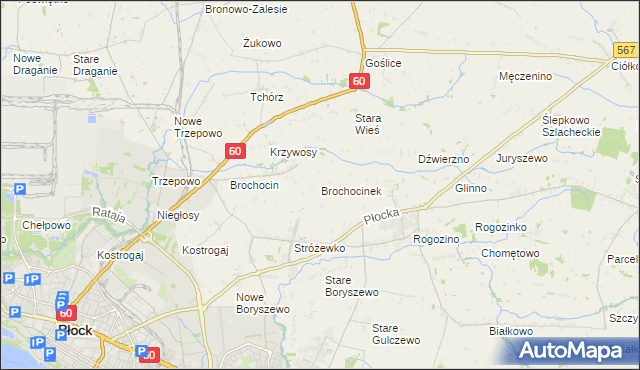 mapa Brochocinek gmina Radzanowo, Brochocinek gmina Radzanowo na mapie Targeo