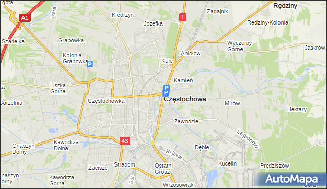 mapa Częstochowy, Częstochowa na mapie Targeo