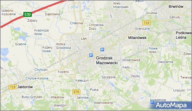 mapa Grodzisk Mazowiecki, Grodzisk Mazowiecki na mapie Targeo