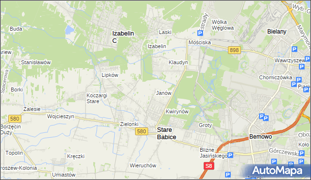 mapa Janów gmina Stare Babice, Janów gmina Stare Babice na mapie Targeo