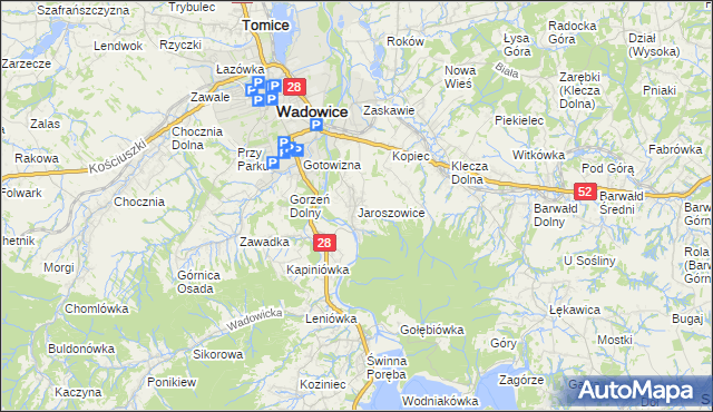 mapa Jaroszowice, Jaroszowice na mapie Targeo