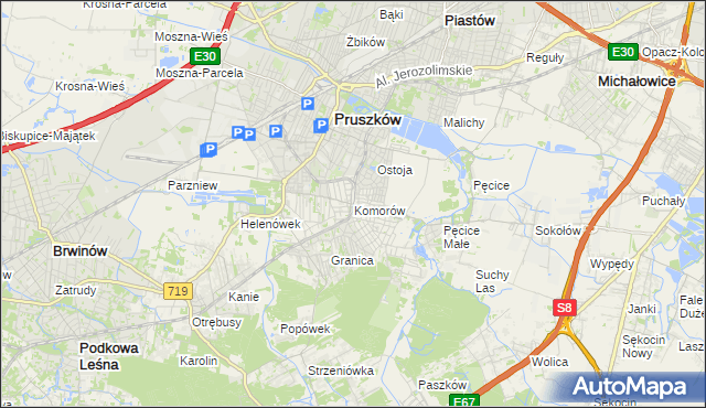 mapa Komorów gmina Michałowice, Komorów gmina Michałowice na mapie Targeo