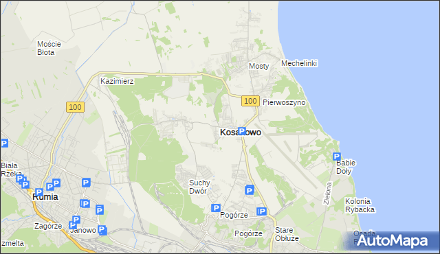 mapa Kosakowo powiat pucki, Kosakowo powiat pucki na mapie Targeo