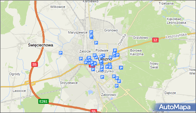 mapa Leszno, Leszno na mapie Targeo