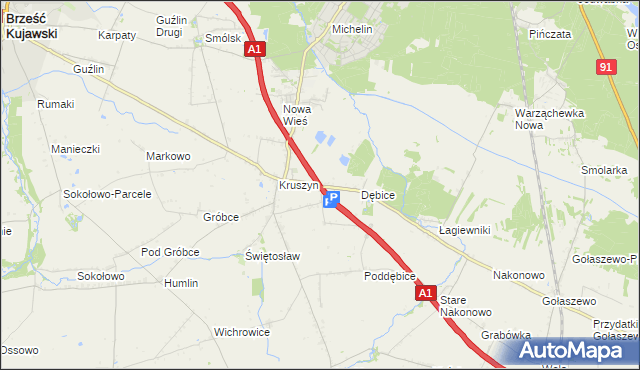 mapa Ludwinowo gmina Włocławek, Ludwinowo gmina Włocławek na mapie Targeo