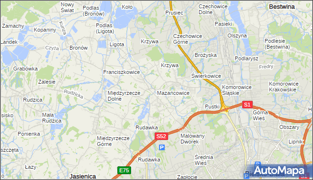 mapa Mazańcowice, Mazańcowice na mapie Targeo