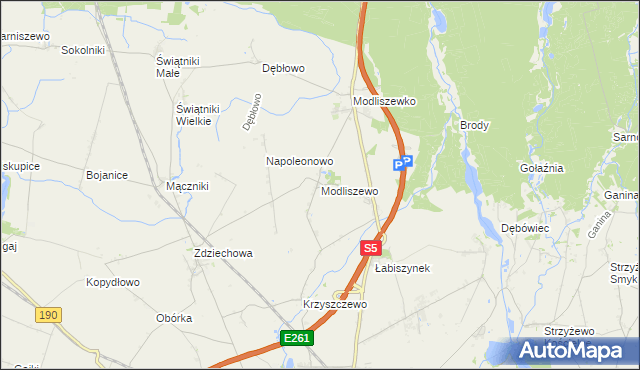 mapa Modliszewo, Modliszewo na mapie Targeo