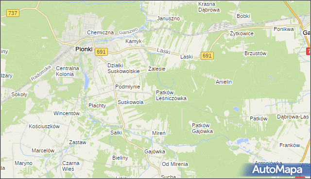 mapa Patków Leśniczówka, Patków Leśniczówka na mapie Targeo