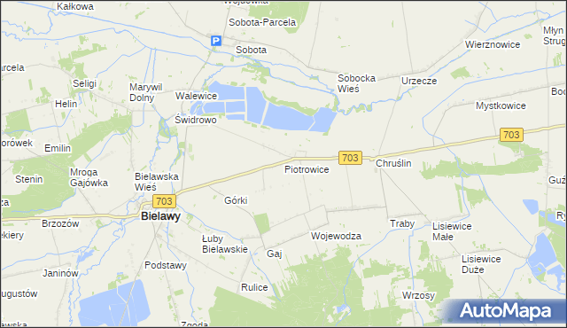 mapa Piotrowice gmina Bielawy, Piotrowice gmina Bielawy na mapie Targeo