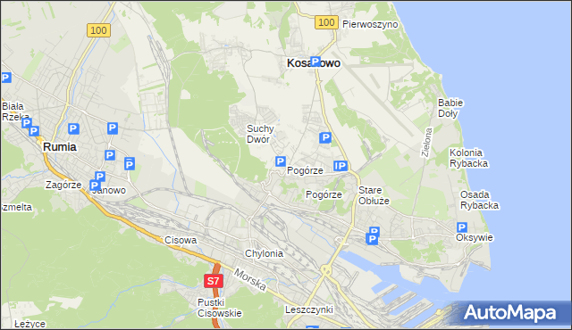 mapa Pogórze gmina Kosakowo, Pogórze gmina Kosakowo na mapie Targeo