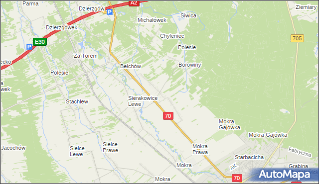 mapa Sierakowice Prawe, Sierakowice Prawe na mapie Targeo