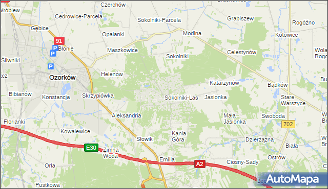 mapa Sokolniki-Las, Sokolniki-Las na mapie Targeo