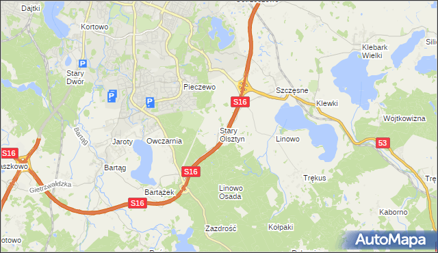 mapa Stary Olsztyn, Stary Olsztyn na mapie Targeo
