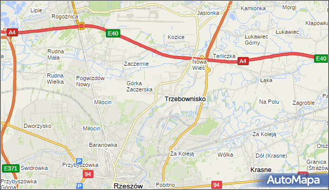 mapa Trzebownisko, Trzebownisko na mapie Targeo