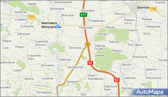 mapa Widoma gmina Iwanowice, Widoma gmina Iwanowice na mapie Targeo
