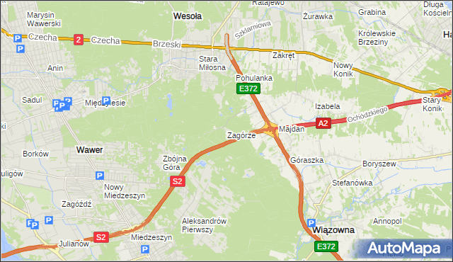mapa Zagórze gmina Wiązowna, Zagórze gmina Wiązowna na mapie Targeo