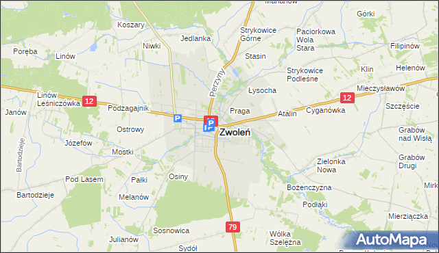 mapa Zwoleń, Zwoleń na mapie Targeo