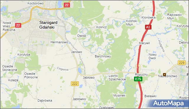mapa Barchnowy, Barchnowy na mapie Targeo