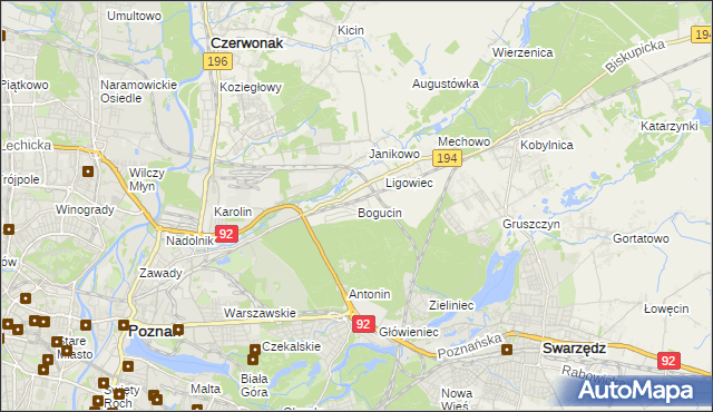 mapa Bogucin gmina Swarzędz, Bogucin gmina Swarzędz na mapie Targeo