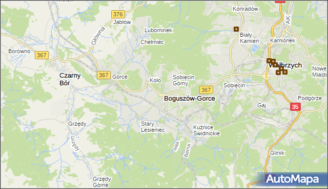 mapa Boguszów-Gorce, Boguszów-Gorce na mapie Targeo