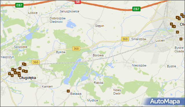 mapa Borowa gmina Długołęka, Borowa gmina Długołęka na mapie Targeo