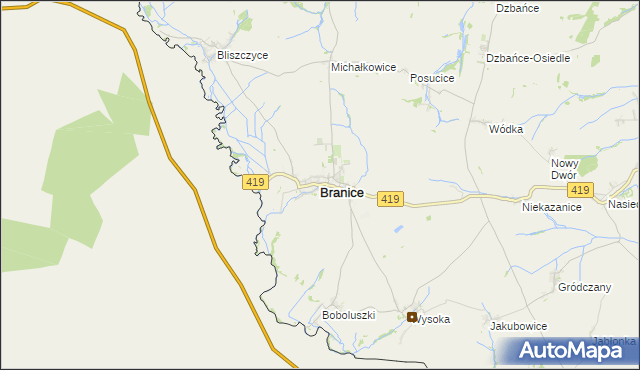 mapa Branice powiat głubczycki, Branice powiat głubczycki na mapie Targeo