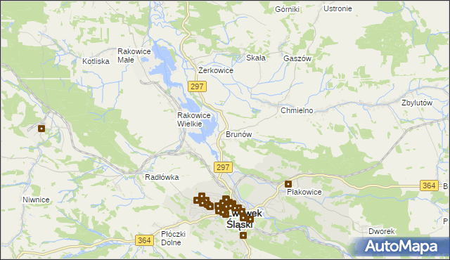mapa Brunów gmina Lwówek Śląski, Brunów gmina Lwówek Śląski na mapie Targeo