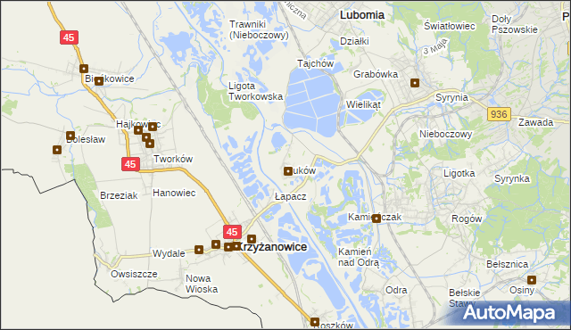 mapa Buków gmina Lubomia, Buków gmina Lubomia na mapie Targeo