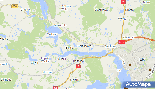 mapa Chrzanowo gmina Ełk, Chrzanowo gmina Ełk na mapie Targeo