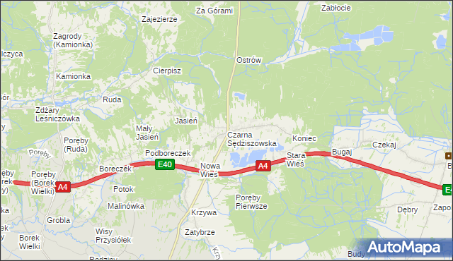 mapa Czarna Sędziszowska, Czarna Sędziszowska na mapie Targeo