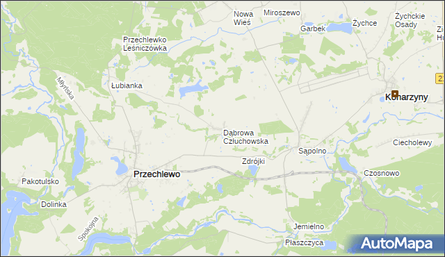 mapa Dąbrowa Człuchowska, Dąbrowa Człuchowska na mapie Targeo