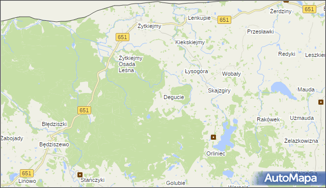 mapa Degucie gmina Dubeninki, Degucie gmina Dubeninki na mapie Targeo