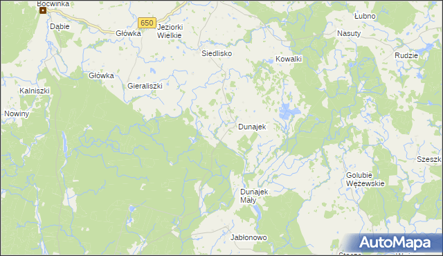 mapa Dunajek gmina Kowale Oleckie, Dunajek gmina Kowale Oleckie na mapie Targeo